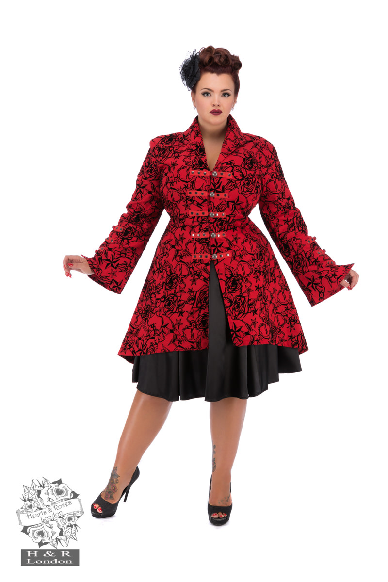 Red Flocked Tattoo Coat